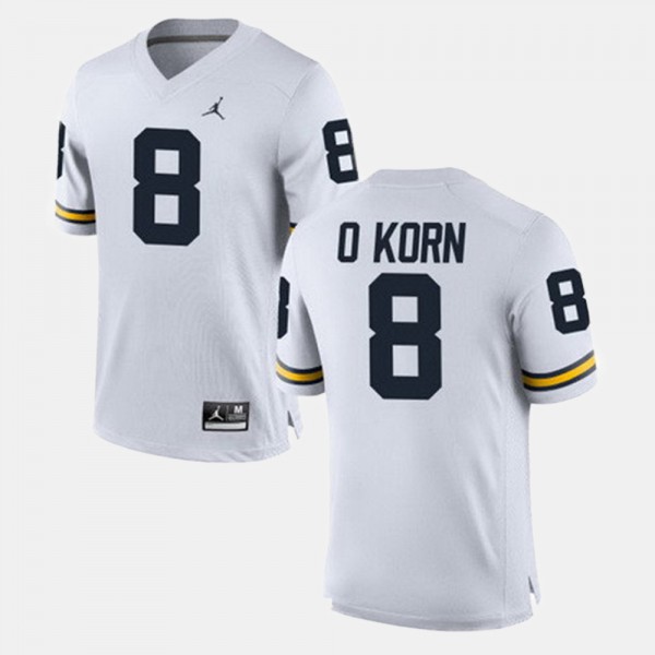 University of Michigan #8 Men's John O'Korn Jersey White College Alumni Football Game